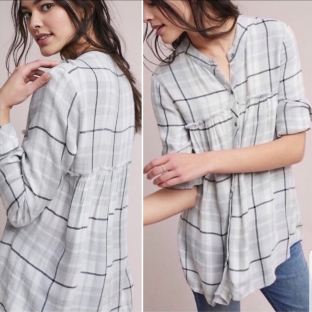 Anthropologie Cloth & Stone Soft Plaid Flannel Swing Tunic - Picture 2 of 8